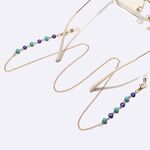 Gold-colored metal non-slip chain, with turquoise beads and eyes, for glasses and masks GL1735