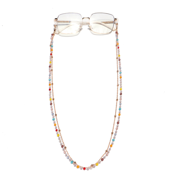 Metal and acrylic eyeglasses double chain GL1161