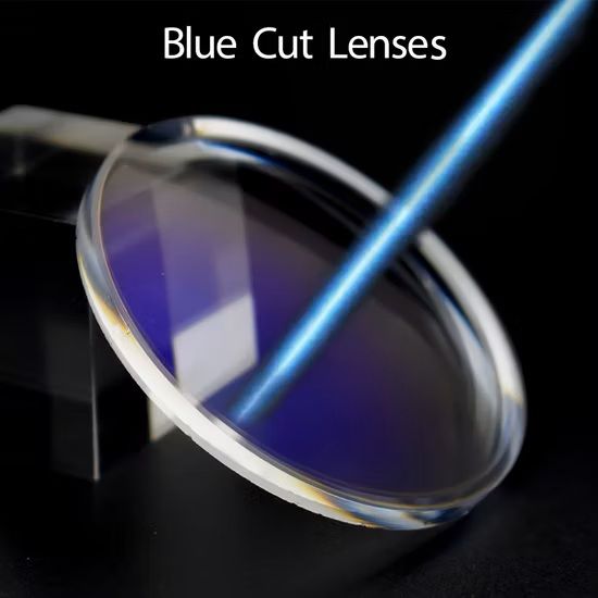 Thin optical plastic lenses 1.67 Blue Cut, Ø70 mm, D:0~-13, blue light protection, with green reflection (price per pair!)