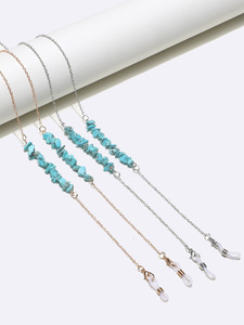 Набор из двух золотых и серебряных цепочек для очков с бирюзовыми камнями GM116