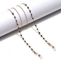 Gold-colored metal non-slip chain, with black rhinestone, for glasses and masks GL1441