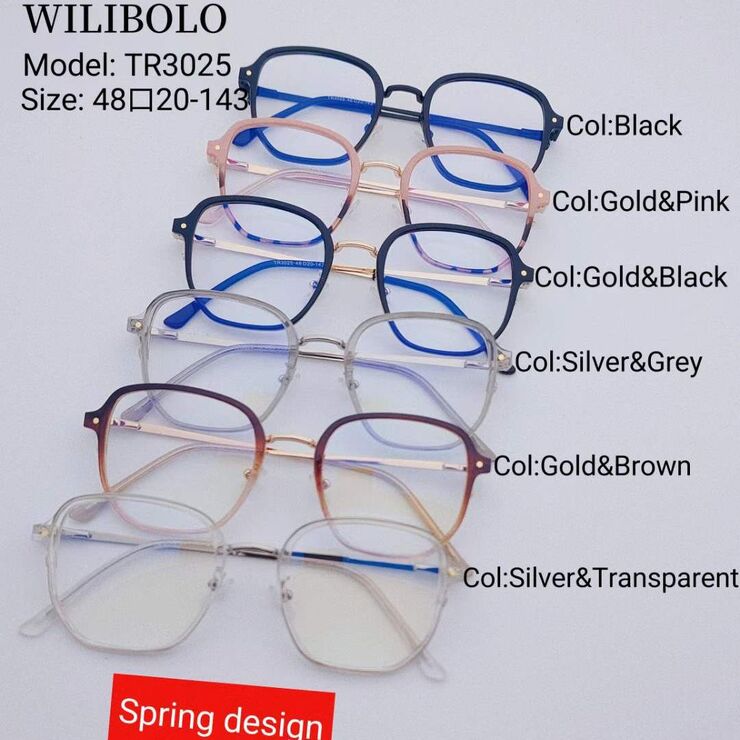 Metal +TR90 ultrathin women's frames with spring hinges Wilibolo TR3025