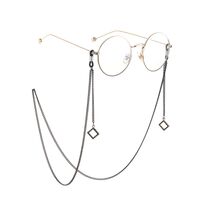 Black-colored metal non-slip chain, with pendant square, for glasses and masks GL853
