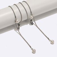 Silver-colored metal non-slip chain, with pearls, for glasses and masks GL1557