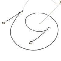 Black-colored metal non-slip chain, with pendant square, for glasses and masks GL853