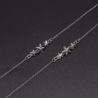 Металлическая нескользящая цепочка серебряного цвета, с подвеской в виде 5 звезд, для очков и масок GL588