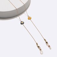 Gold-colored metal non-slip chain, with colors heart and beads, for glasses and masks GL1734