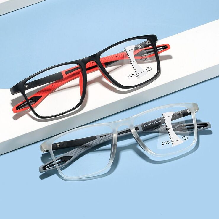 Plastic TR90 glasses for reading multifocal with Blue Ray Cut, diopters from +1.00 to +4.00, RMC=62-64, KY1119-2多焦点