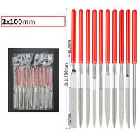 Electroplated diamond files, silver with red handles, set of 10 pieces