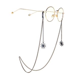 Black-colored metal non-slip chain, with pendant snowflake, for glasses and masks GL981