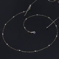 Металлическая нескользящая цепочка золотого цвета, с медными и жемчужными бусинами, для очков и масок GL519