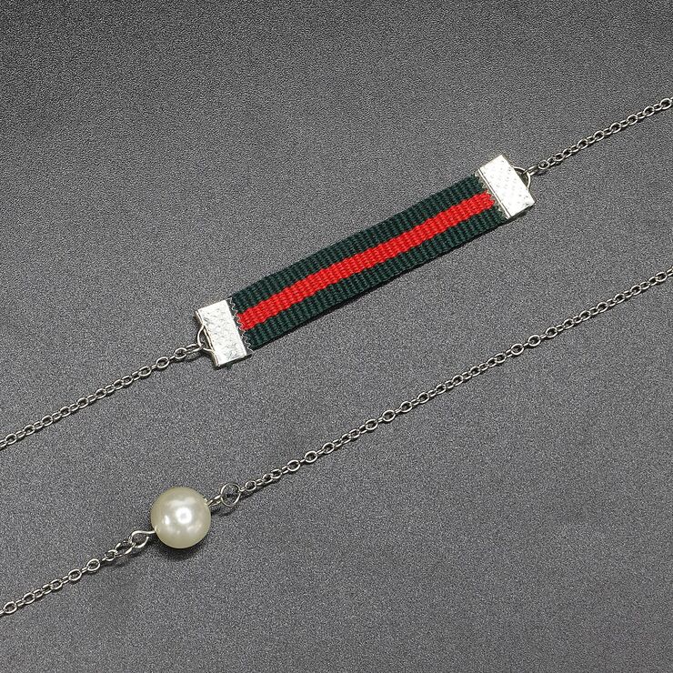 Металлическая нескользящая цепочка, с тканевым ремешком и жемчугом, для очков и масок GL416