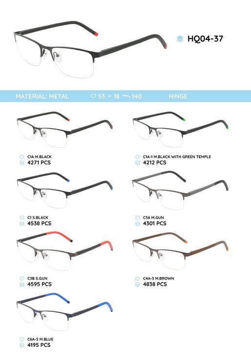 Metal frame with temples made of TR-90 material HQ04-37