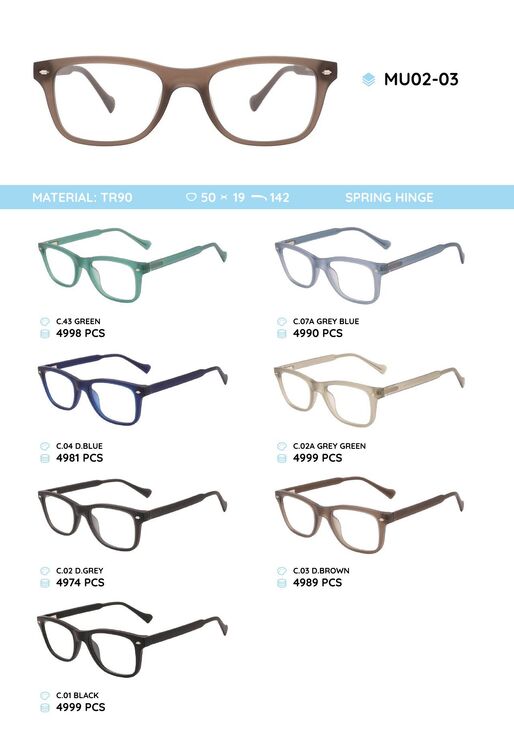 TR90 plastic eyeglasses frame MU02-03