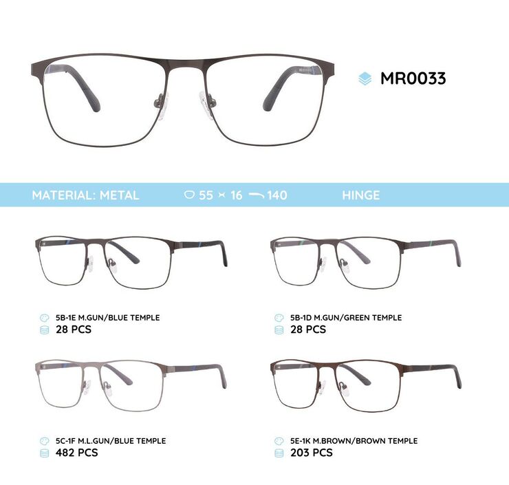 Metal frame with temples made of TR-90 material MR0033