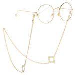 Gold-colored metal non-slip chain, with pendant square, for glasses and masks GL239