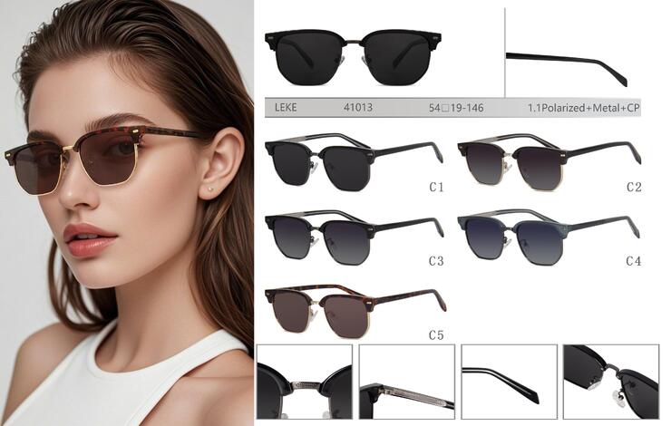 Солнцезащитные поляризационные женские металлические очки + CP Leke LK41013