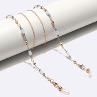 Gold-colored metal non-slip chain, with crystal and copper beads, for glasses and masks GL1601