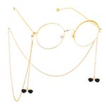 Gold-colored metal non-slip chain, with pendant sunglasses, for glasses and masks GL529