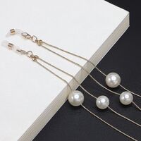 Металлическая нескользящая цепочка, с белыми и черными жемчужинами, для очков и свитера GL441