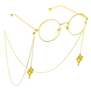 Gold-colored metal non-slip chain, with pendant five-star, for glasses and masks GL736