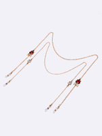 Set of two gold and silver glasses chains with hollow rhombuses GM064