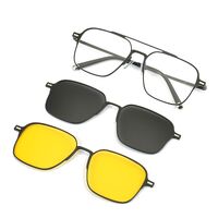 Metal Blue Ray Cut protection men's frame + magnet sunshade clip-on 7009-GT