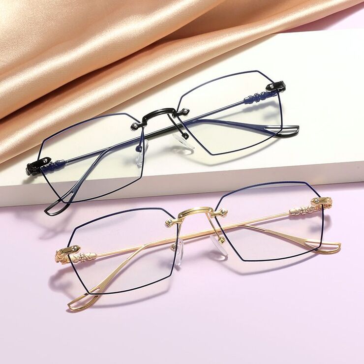 Metal rimless eyeglasses Blue ray cut KY0517切边