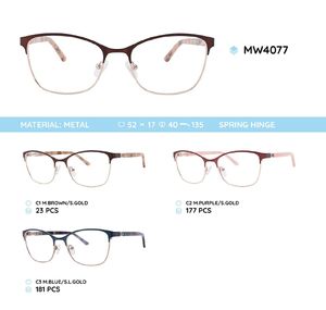 Metal women's frame for glasses with spring hinges MW4077