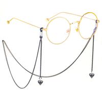 Black-colored metal non-slip chain, with pendant diamond, for glasses and masks GL369