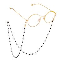Gold-colored metal non-slip chain, with  black crystal beads, for glasses and masks GL724