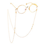 Gold-colored metal non-slip chain, with copper and glasses beads, for glasses and masks GL608