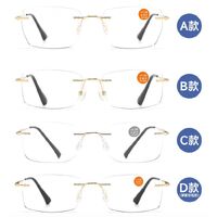 Metal rimless reading glasses with screws and blue light protection, from +1.00 to +6.00 D, RMC=62-64, KY2510A