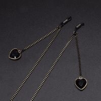 Black-colored metal non-slip chain, with pendant crystal heart, for glasses and masks GL602