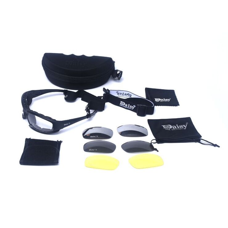 Safety shockproof tactical goggles +3 caps X7