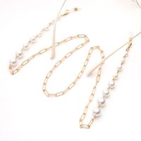 Gold-colored metal non-slip chain, with white pearl, for glasses and masks GL1949