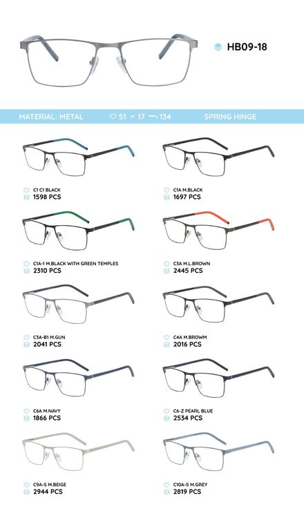 Metal frame with temples made of TR-90 material HB09-18