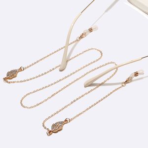 Металлическая нескользящая цепочка золотого цвета, с листом со стразами, для очков и масок GL1454