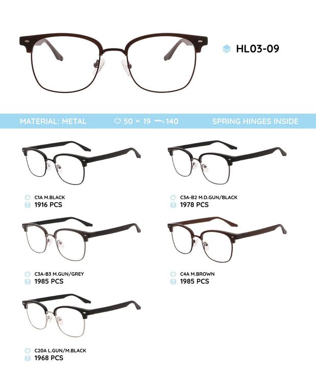 Metal frame with TR-90 temples with spring hinges HL03-09