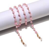 Gold-colored metal non-slip chain, with pink beads, for glasses and masks GL1301