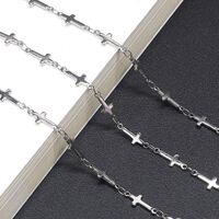Metal non-slip silver chain, with cross, for glasses and masks GS029