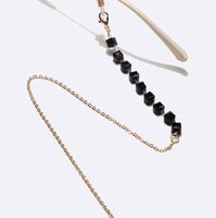 Gold-colored metal non-slip chain, with square black crystal, for glasses and masks GL1480