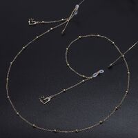 Metal non-slip chain, with pendant heart and rhinestones, for glasses and masks GL581