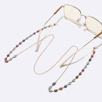 Gold-colored metal non-slip chain, with colorful beads eyes, for glasses and masks GL1737