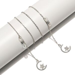 Металлическая нескользящая цепочка серебряного цвета, с подвеской в форме звезды, украшенной стразами, для очков и масок GL1516