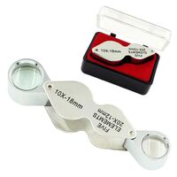 Folding magnifier with two lenses 1154-双镜头-XX, diameter: 18 mm, 12 mm. Magnification: 10X, 20X