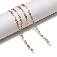 Gold-colored metal non-slip chain, with printed round, for glasses and masks GL1487
