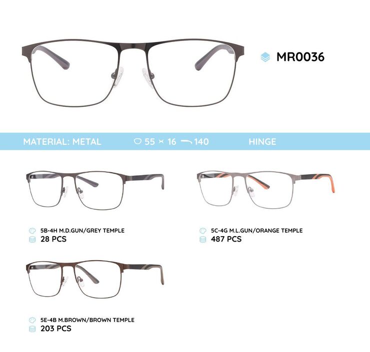 Metal frame with temples made of TR-90 material MR0036