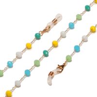 Gold-colored metal non-slip chain, with colored crystal, for glasses and masks GL1574