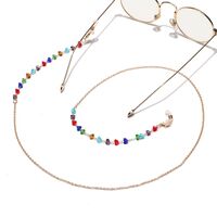 Gold-colored metal non-slip chain, with colorful crystal, for glasses and masks GL1298